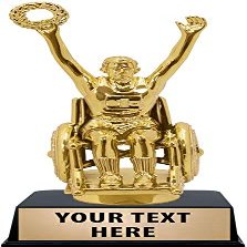 Crown Awards Wheelchair Sports Trophies with Custom Engraving, 6" Personalized Wheelchair Sports Trophy On Black Base 5 Pack Prime