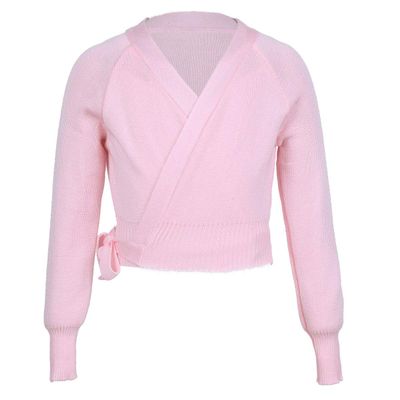 Freebily Girls Knit Wrap Long Sleeve Ballet Dance Cardigan Sweaters Gymnastics Coat Pink# 5-6