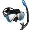 Adult Snorkel Set, Professional Snorkeling Gear Panoramic Anti-Fog Diving Goggles and Dry Snorkel Tempered Glass Scuba Mask for Diving, Snorkeling and Swimming (Blue-Silver Set) view 1