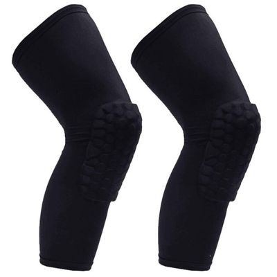 PISIQI Knee Pads Compression Pads Long Leg Sleeve Collision Avoidance Brace Protection Knee Sleeve for Basketball Football Volleyball Cycling (1 Pair)