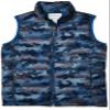 Amazon Essentials Boys' Lightweight Water-Resistant Packable Hooded Puffer Vest, Blue Camo, Medium view 1