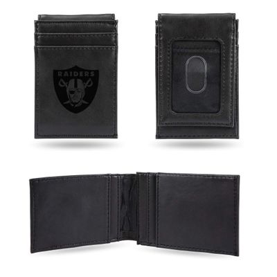 Rico Industries Laser Engraved Front Pocket Wallet, Oakland Raiders Black