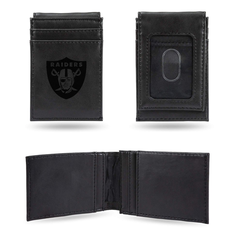Rico Industries Laser Engraved Front Pocket Wallet, Oakland Raiders Black