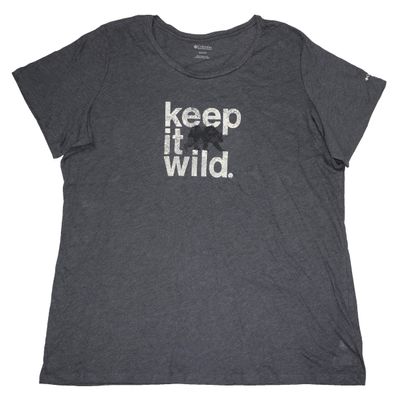 Columbia Women's Short Sleeve Keep it Wild Tee; Gray (1X)