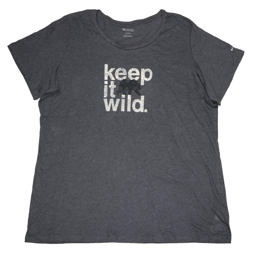 Columbia Women's Short Sleeve Keep it Wild Tee; Gray (1X)