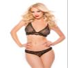 Rosalie Sheer Mesh & Galloon Lace Teddy - One Size - Black view 3