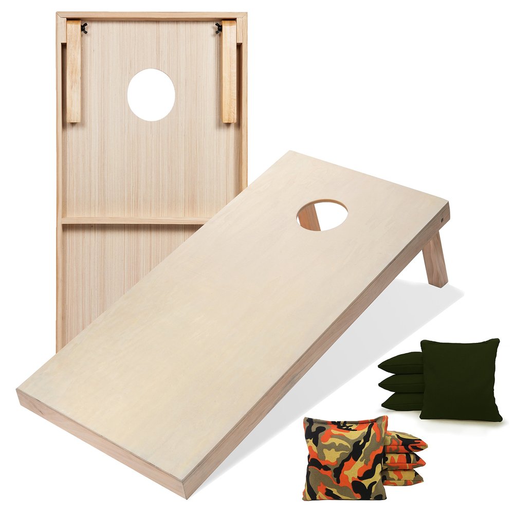 Tailgating Pros Premium Cornhole Game - Regulation or Tailgating Size Corn Hole Boards w/Corn Filled Bags & Optional LED Lights