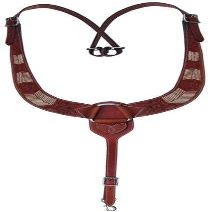 Showman Floral Tooled Leather Pulling Collar w/Rawhide Buck Stitch Inlays
