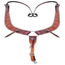 Showman Flower Tooled Leather Pulling Collar w/Conchos & Leather Tassels
