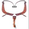 Showman Flower Tooled Leather Pulling Collar w/Conchos & Leather Tassels view 1