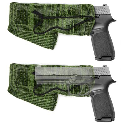 GUGULUZA Extra-Thick Gun Socks for Pistols, Pistol Sock for Handgun, 6 Pack Knit Silicone Treated Handgun Sleeve for Revolver, Drawstring Closure, Anti-Rust (F-Green)