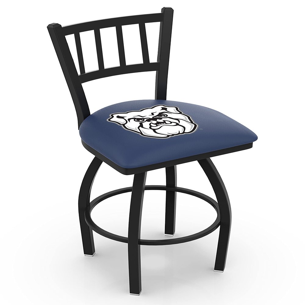 Holland Bar Stool Co. L018-25" Black Wrinkle Butler Swivel Bar Stool with Jailhouse Style Back by The