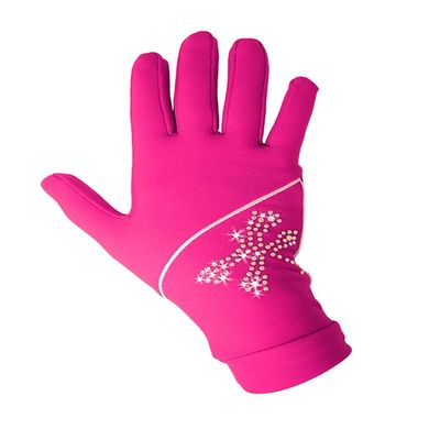 IceDress - Thermal Figure Skating Gloves Shine (Fuchsia with Rhinestones)(Size XS (13-15))