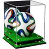 Better Display Cases Acrylic Mini - Miniature (not Full Size) Soccer Ball Display Case with Mirror Case, Gold Risers and Turf Base (B03/A015) view 1