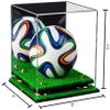 Better Display Cases Acrylic Mini - Miniature (not Full Size) Soccer Ball Display Case with Mirror Case, Gold Risers and Turf Base (B03/A015) view 2