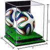 Better Display Cases Acrylic Mini - Miniature (not Full Size) Soccer Ball Display Case with Mirror Case, Purple Risers and Turf Base (B03/A015) view 2
