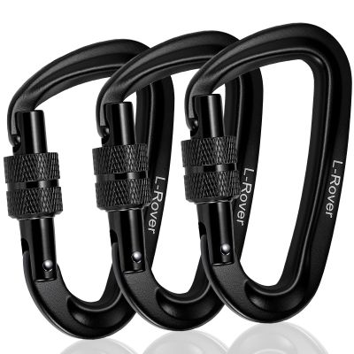 3 Heavy Duty Carabiner Clips 12kN (2697 lbs)-Lightweight Locking Carabiners for Securing PetsCamping, Hiking, HammockOutdoor and Gym etc, Keychains& Utility