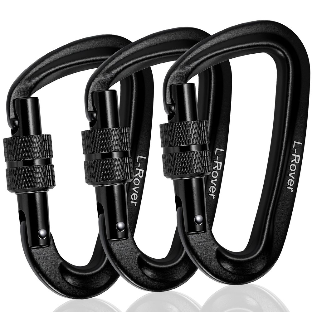 3 Heavy Duty Carabiner Clips 12kN (2697 lbs)-Lightweight Locking Carabiners for Securing PetsCamping, Hiking, HammockOutdoor and Gym etc, Keychains& Utility