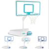Dunn-Rite Splash & Shoot Outdoor Adjustable Height Swimming Pool Basketball Hoop w/Ball, Base, & 18 Inch Stainless Steel Rim, Made in USA, Clear view 1