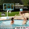 Dunn-Rite Splash & Shoot Outdoor Adjustable Height Swimming Pool Basketball Hoop w/Ball, Base, & 18 Inch Stainless Steel Rim, Made in USA, Clear view 2