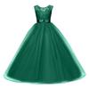 Big Girls Flower Lace Bridesmaid Dress Dance Gown A Line Dresses Long for Party Vintage Boho Princess Rustic First Communion Tulle A-line Birthday Wedding Pageant Maxi Gown Green 6-7 view 1
