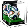 Better Display Cases Acrylic Mini - Miniature (not Full Size) Soccer Ball Display Case with Mirror Case, Silver Risers, Wall Mount and Turf Base (B03/A015) view 2
