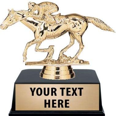 Crown Awards Horse Trophies with Custom Engraving, 4.5" Personalized Gold Racehorse Trophy On Black Base 50 Pack