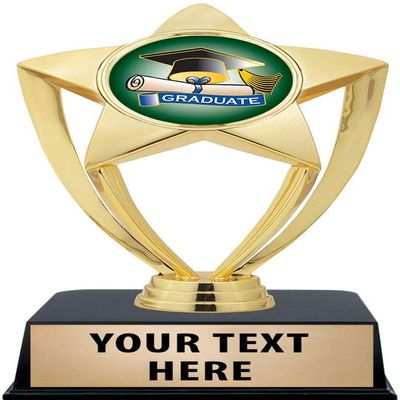 Crown Awards Graduation Trophies with Custom Engraving, 6" Personalized Graduate Trophy On Black Base 10 Pack Prime