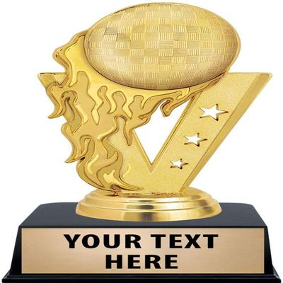 Crown Awards Kickball Trophies with Custom Engraving, 6" Personalized Gold Fireball Kickball Trophy On Black Base 10 Pack