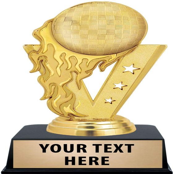 Crown Awards Kickball Trophies with Custom Engraving, 6" Personalized Gold Fireball Kickball Trophy On Black Base 10 Pack