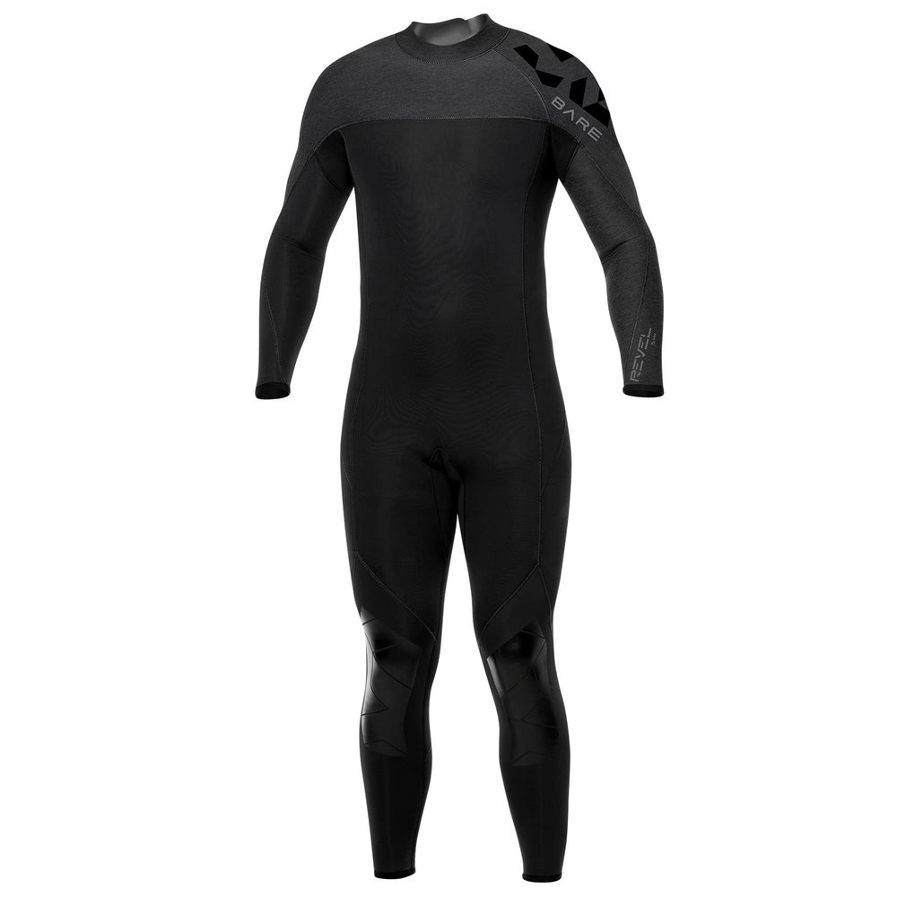 BARE 5MM Revel Men's Full Wetsuit | Combines Comfort and Flexibility | Made from a Blend of Neoprene and Laminate | Designed for All Watersports Including Scuba Diving and Snorkeling | Grey S