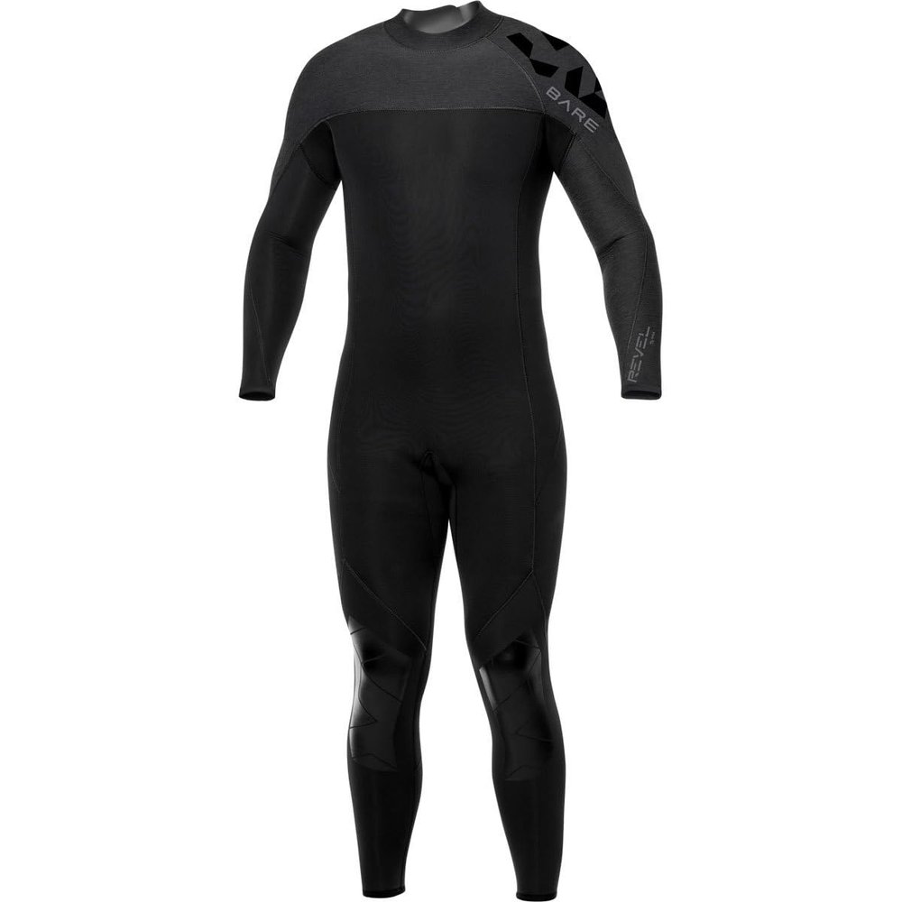 BARE 5MM Revel Men's Full Wetsuit | Combines Comfort and Flexibility | Made from a Blend of Neoprene and Laminate | Designed for All Watersports Including Scuba Diving and Snorkeling | Grey M