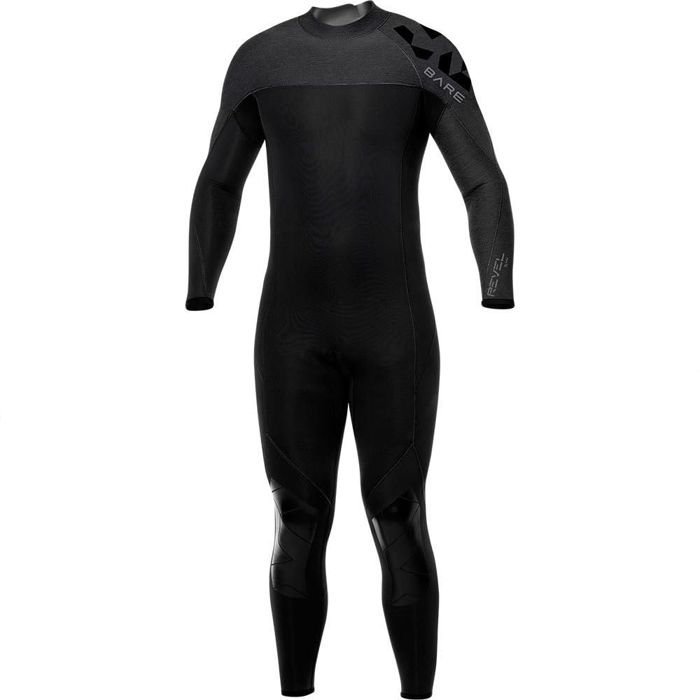 BARE 5MM Revel Men's Full Wetsuit | Combines Comfort and Flexibility | Made from a Blend of Neoprene and Laminate | Designed for All Watersports Including Scuba Diving and Snorkeling | Grey MT