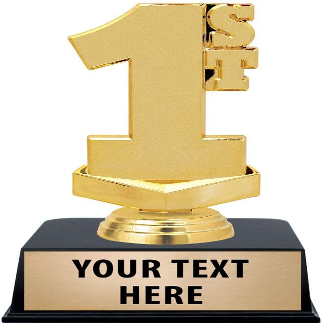 Crown Awards 1st Place Trophies with Custom Engraving, 6" Personalized First Place Award Trophy On Black Base 50 Pack Prime