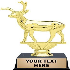 Crown Awards Deer Buck Trophies with Custom Engraving, 6" Personalized Deer Buck Trophy On Black Base 5 Pack Prime