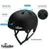 TurboSke Skateboard Helmet, BMX Helmet, Multi-Sport Helmet, Bike Helmet for Kids, Youth, Men, Women (Black, S/M (20.5"-22.8")) view 3