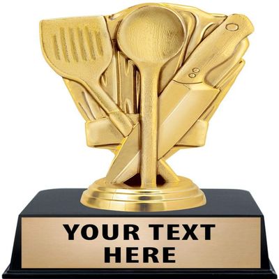 Crown Awards Cooking Trophies with Custom Engraving, 6" Personalized Gold Chef Hat Cooking Competition Trophy On Black Base 10 Pack
