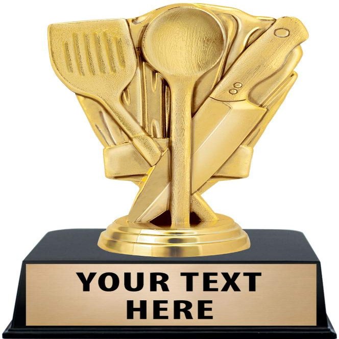 Crown Awards Cooking Trophies with Custom Engraving, 6" Personalized Gold Chef Hat Cooking Competition Trophy On Black Base 10 Pack