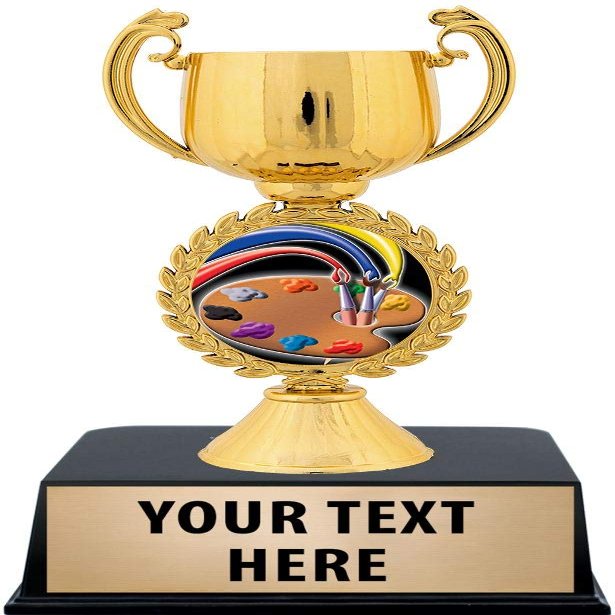 Crown Awards Art Trophies with Custom Engraving, 6" Personalized Artist Palette Art Award Trophy On Black Base 50 Pack