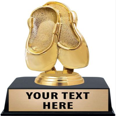 Crown Awards Ballet Dance Trophies with Custom Engraving, 6" Personalized Gold Ballet Shoes Dance Trophy On Black Base 10 Pack