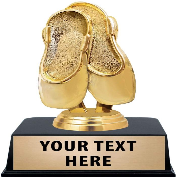 Crown Awards Ballet Dance Trophies with Custom Engraving, 6" Personalized Gold Ballet Shoes Dance Trophy On Black Base 10 Pack