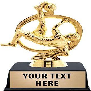Crown Awards Soccer Trophies with Custom Engraving, 6" Personalized Gold Soccer Player Male Trophy On Black Base 10 Pack