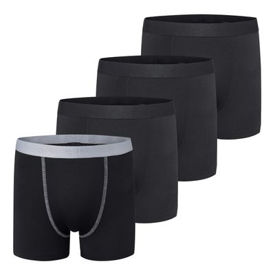 Terramar Boys' Standard Silkskins Boxer Brief (4-Pack Underwear), Black/Black/Black/Black, X-Large