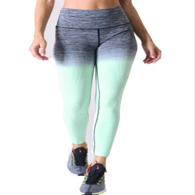 Women's Workout Training Leggings Ombre Space Dye Ultrasoft Stretchy Athletic Yoga Pants Tights (Mint, Extra Large)