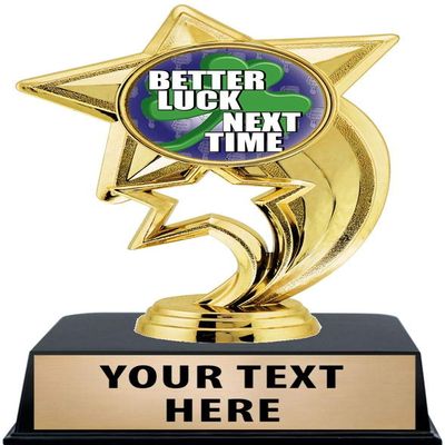 Crown Awards Last Place Trophies with Custom Engraving, 6" Personalized Better Luck Next Time Loser Trophy On Black Base 10 Pack