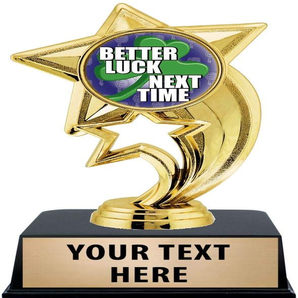 Crown Awards Last Place Trophies with Custom Engraving, 6" Personalized Better Luck Next Time Loser Trophy On Black Base 10 Pack