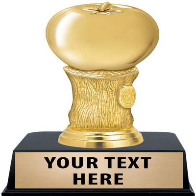 Crown Awards Apple Trophies with Custom Engraving, 6" Personalized Gold Teachers Apple Education Trophy On Black Base 10 Pack
