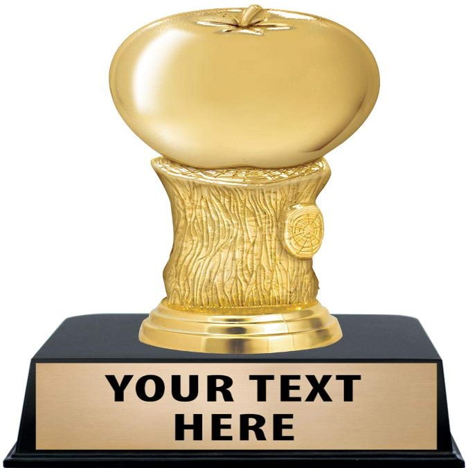 Crown Awards Apple Trophies with Custom Engraving, 6" Personalized Gold Teachers Apple Education Trophy On Black Base 10 Pack
