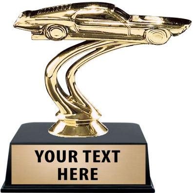 Crown Awards Car Trophies with Custom Engraving, 4.5" Personalized Mustang Car Trophy On Black Base 5 Pack Prime
