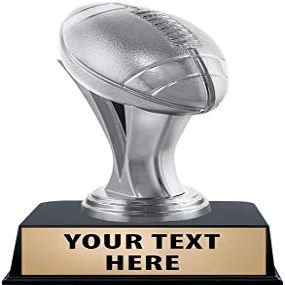 Crown Awards Football Trophies with Custom Engraving, 6" Personalized Silver Iconz Football Trophy On Black Base 10 Pack